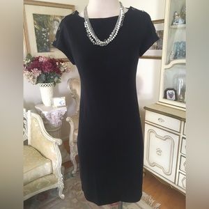 Talbots navy blue sheath dress shoulder buttons excellent condition size XS